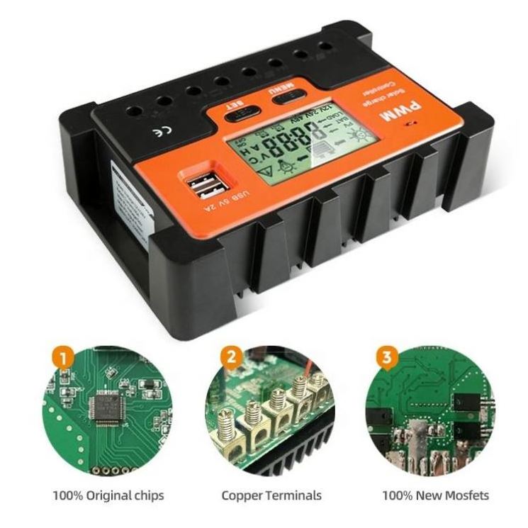 40A Solar Charge Controller 12V/24V Dual timer Control Solar Panel Batteries Charger PWM Solar Controller