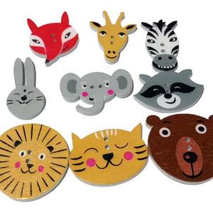 Assorted Colors Wooden Craft Buttons 2 Holes Cartoon Animals DIY Scrapbooking Sewing Accessories