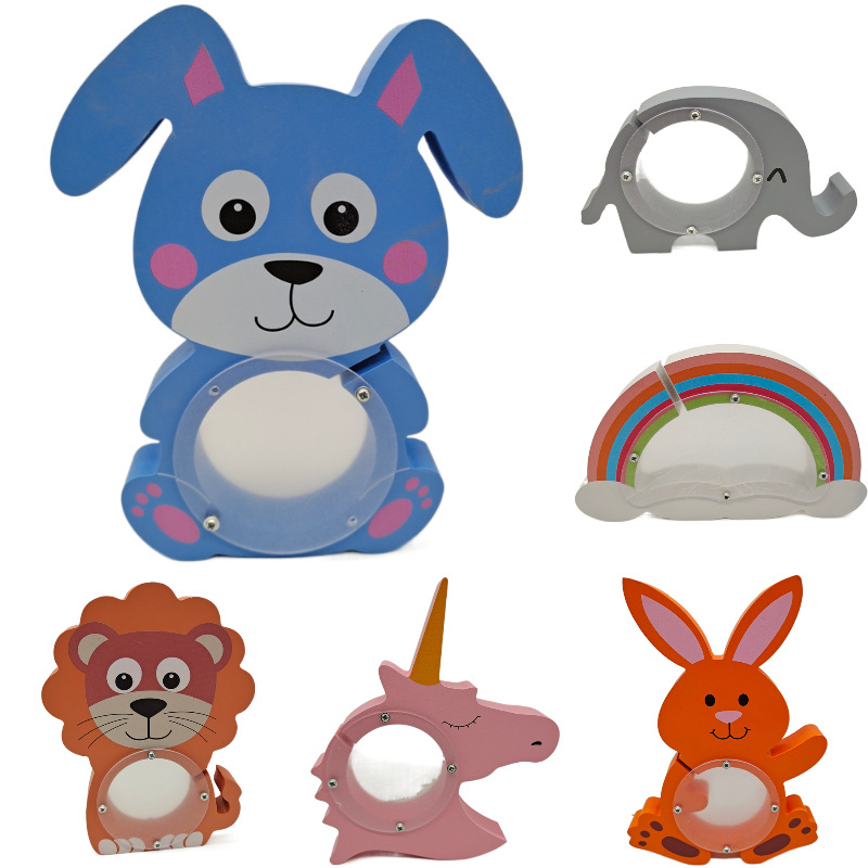 New Creative cartoon wooden Coin Counting Piggy Bank For Kids