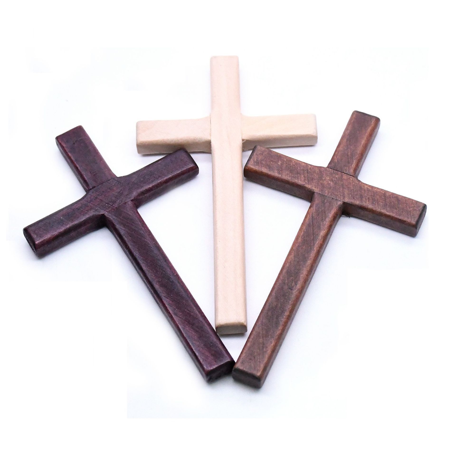 3 colors Handmade Wooden Cross Prayer Hand held Cross Pendant Cross