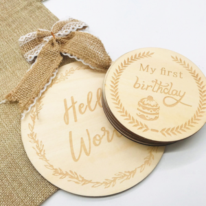 Custom wooden baby milestone card with family love