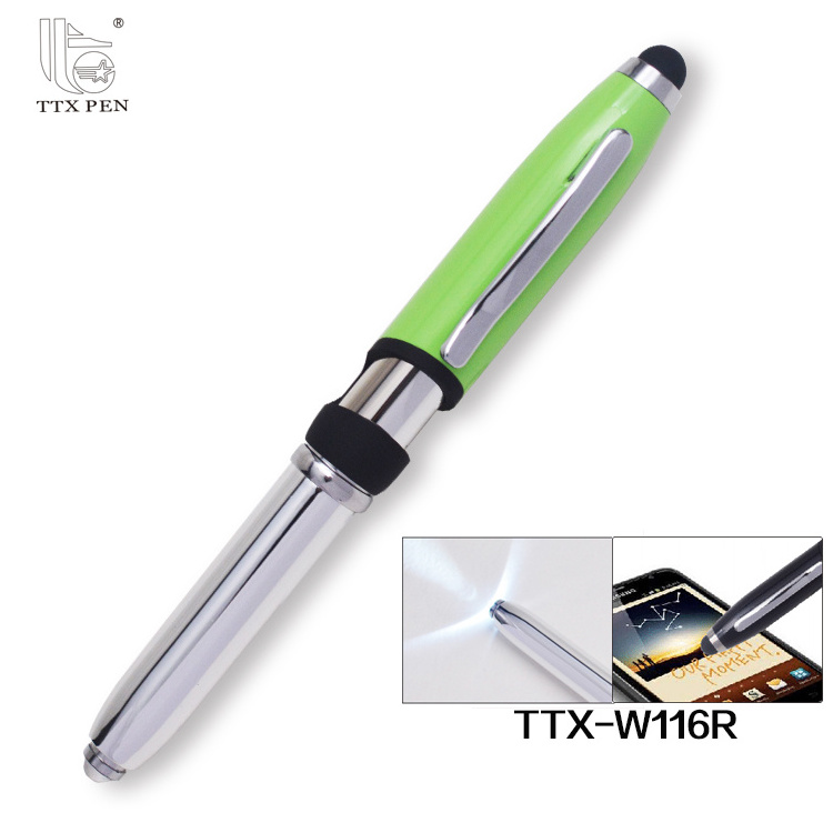 Custom Logo Imprint Multi-functional LED light ballpoint pen with stylus