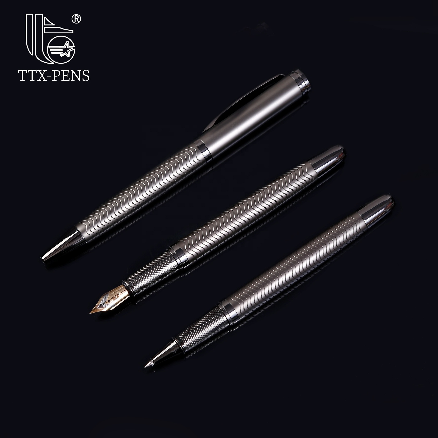 TTX Wholesale Luxury Business Cartridge Classic Black Metal Premium Parker Fountain Pen Gift Pen With Box