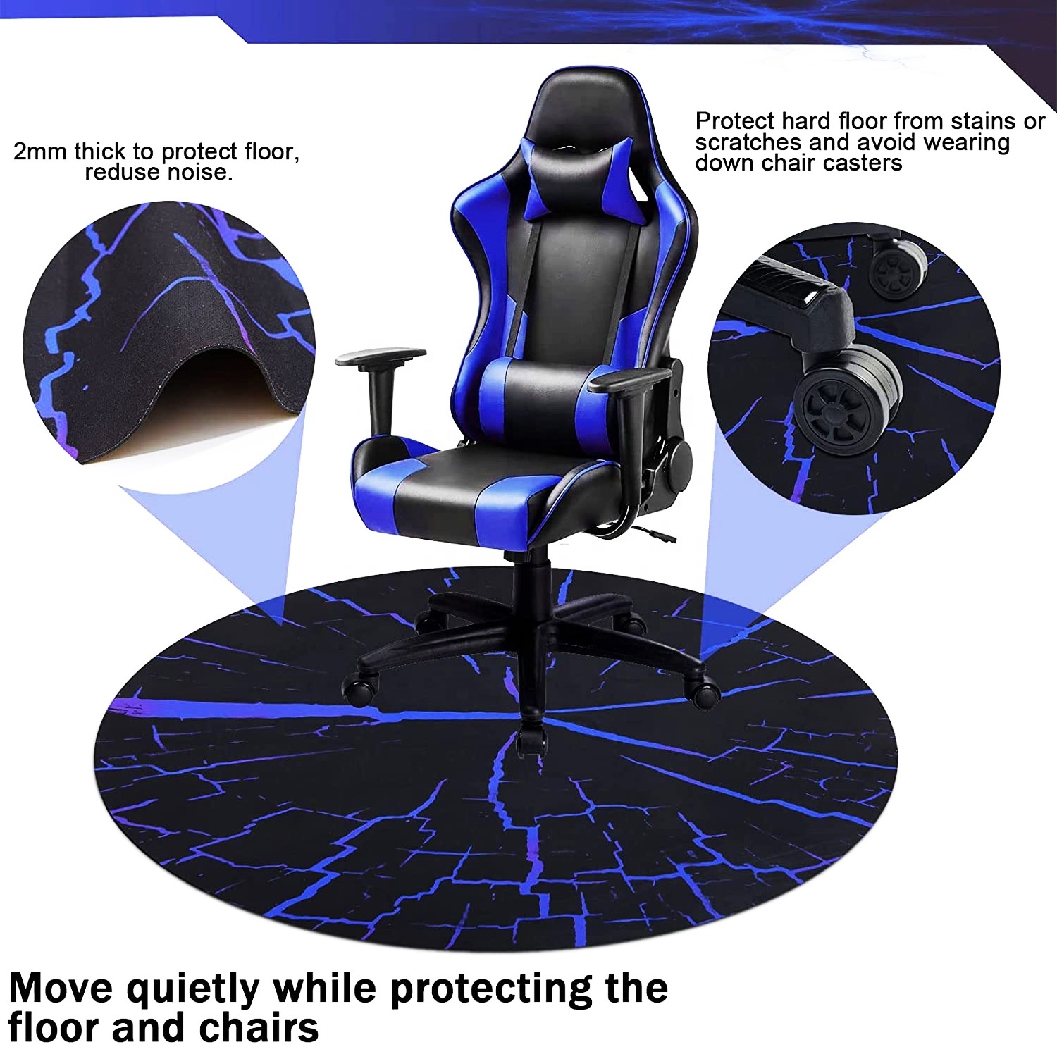 Waterproof Floor Mats Chairs Gaming Chair Mat for Floor Computer Gaming Desk and Rolling Chair Quiet Moving Game Zone Floor rug