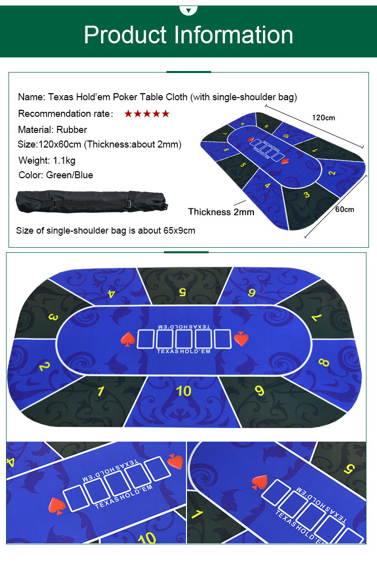 Custom design Tabletop Casino Felt Layout for Texas Poker and Blackjack Professional Grade Blackjack and Poker table Mat