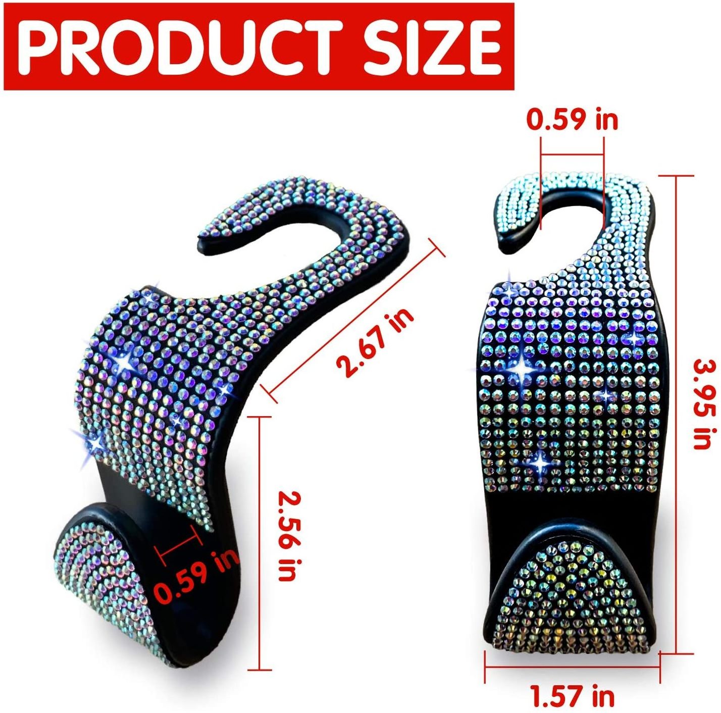 Wholesale blue Bling diamond Back Seat Headrest Car Hooks & Car Seat Hanger for bag and for Car Interior Accessories