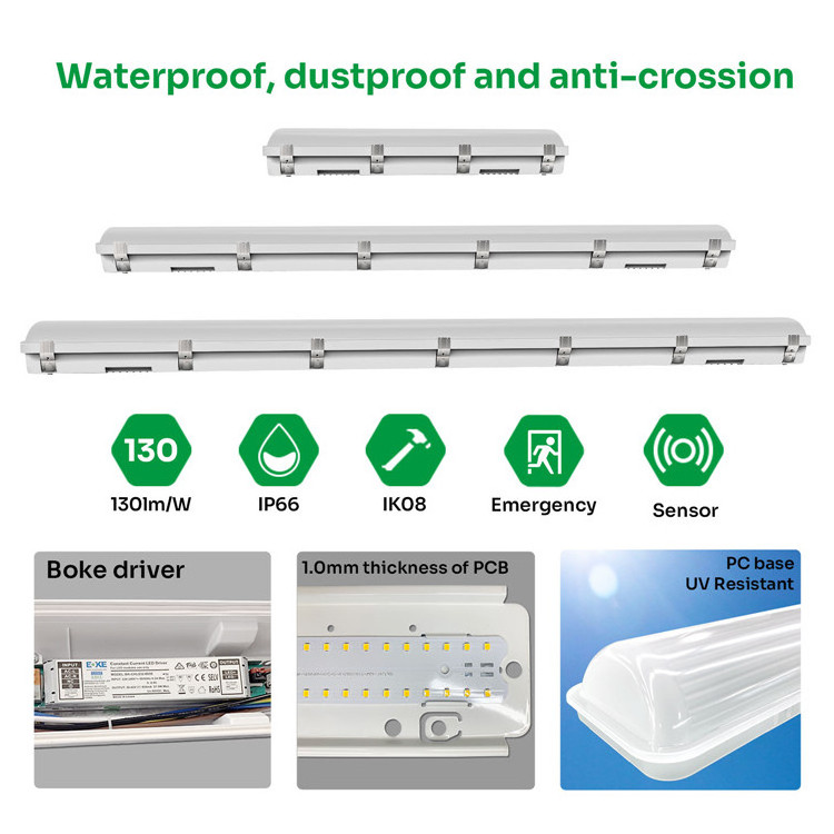 China Factory IP66 Workshops Tridonic 4000k Low Profile Flush Mount Ceiling Dimmable Strip LED Linear 18W 40W LED Batten Light