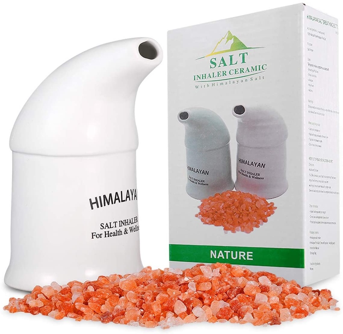 Himalayan salt inhaler Easy to Use Ceramic Salt Inhaler and Includes Pure Himalayan salt