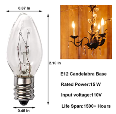 Lamp Bulb 15 Watt Light Bulbs for Himalayan Salt Lamps & Baskets E12  E14  Base Incandescent Bulbs 15 w for replacement