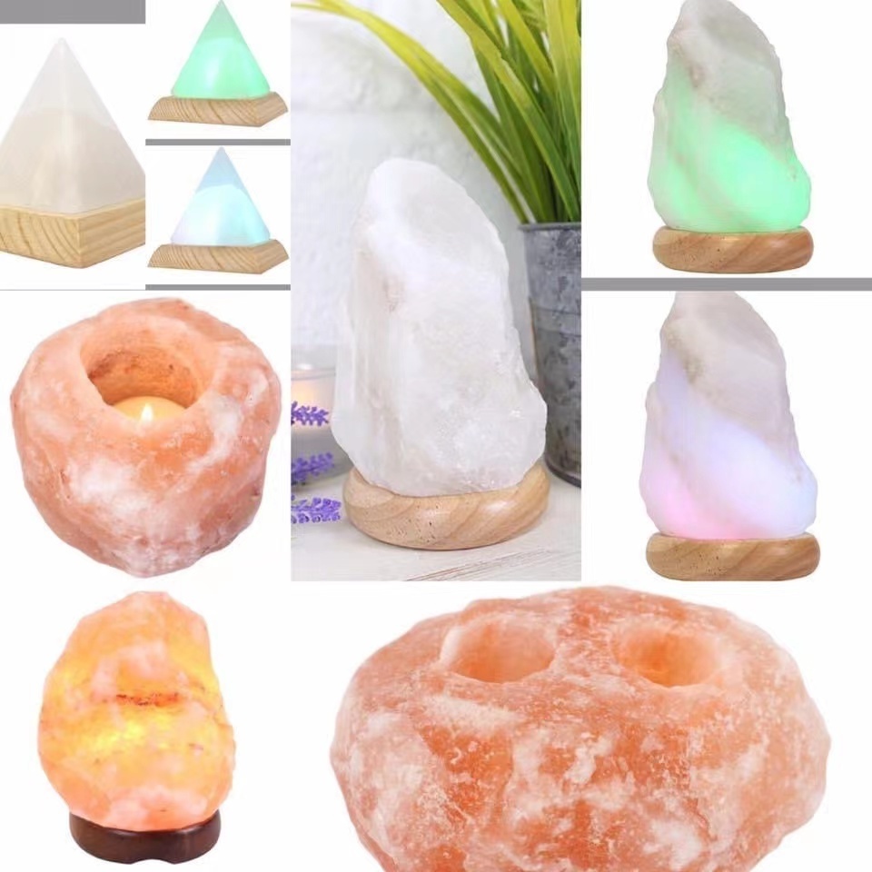 Himalayan Natural Salt Lamp White Rock USB with Color Changing Lights Hand Crafted Salt