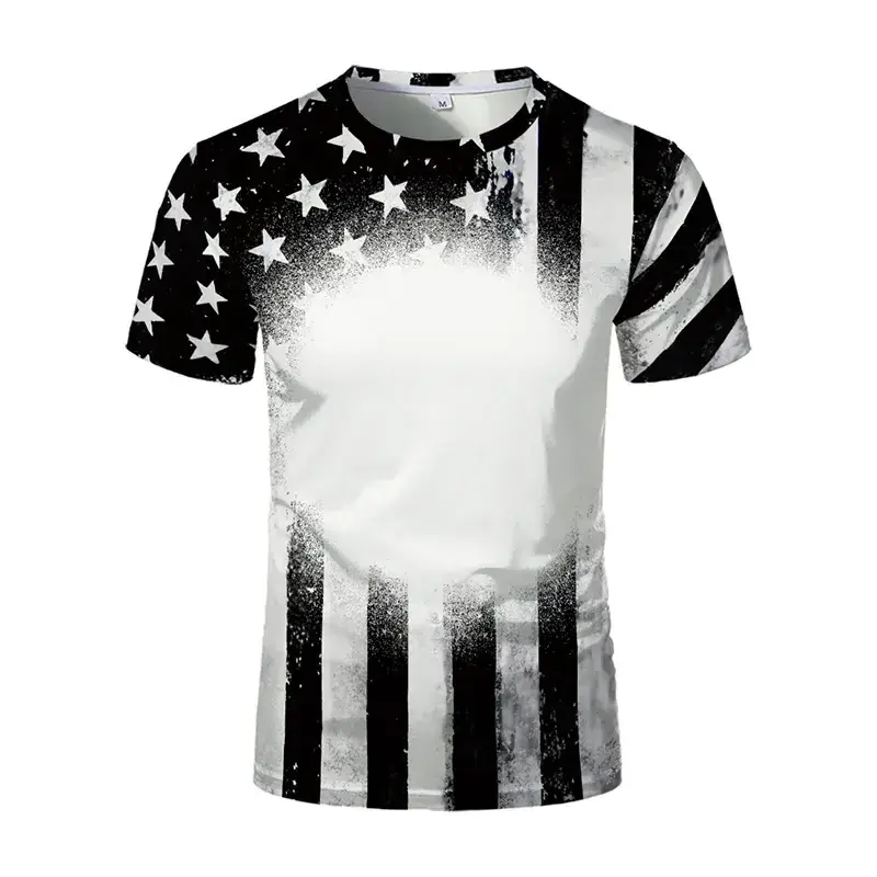 Usa Shipping Real Us Size Sublimation Blank Polyester Men's Shirt Customized Printing Blank Faux Bleached Custom Logo T Shirt