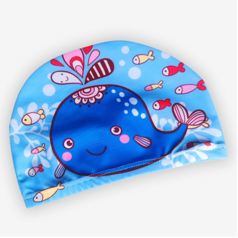 Children Kids Elastic Fabric Cartoon Swimming Cap Swimming Pool Water Sport Protect Ears Hat Swim Bathing Hats Caps Boys Girls