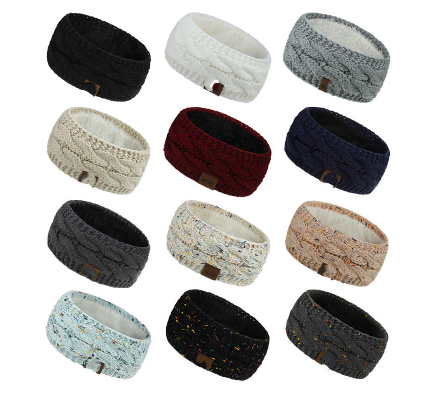 Headbands for Women Winter Warm Cable Knit Ear Warmer Thick Head Wrap Fuzzy Fleece Lined Gifts