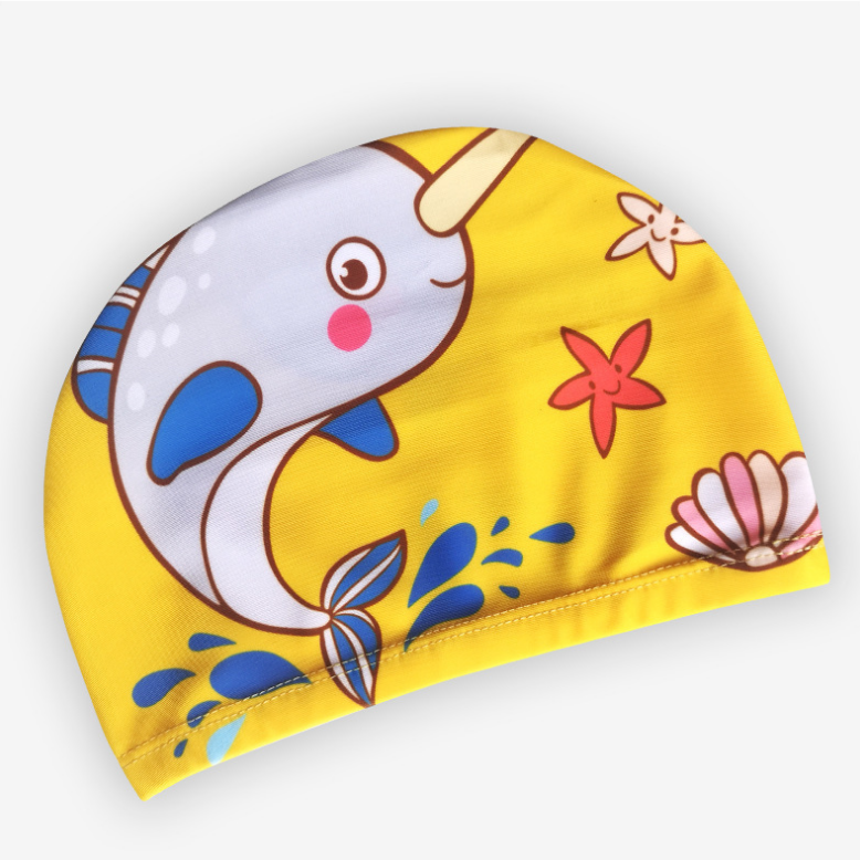 Children Kids Elastic Fabric Cartoon Swimming Cap Swimming Pool Water Sport Protect Ears Hat Swim Bathing Hats Caps Boys Girls