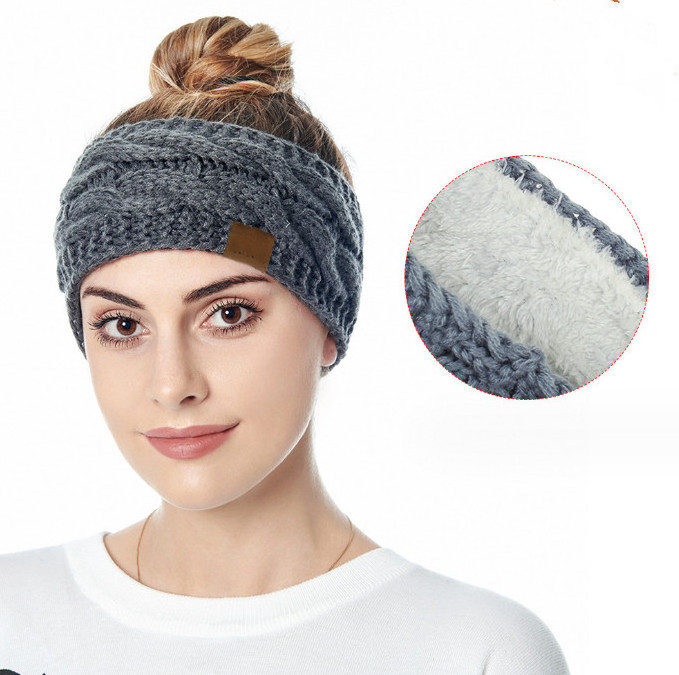 Headbands for Women Winter Warm Cable Knit Ear Warmer Thick Head Wrap Fuzzy Fleece Lined Gifts