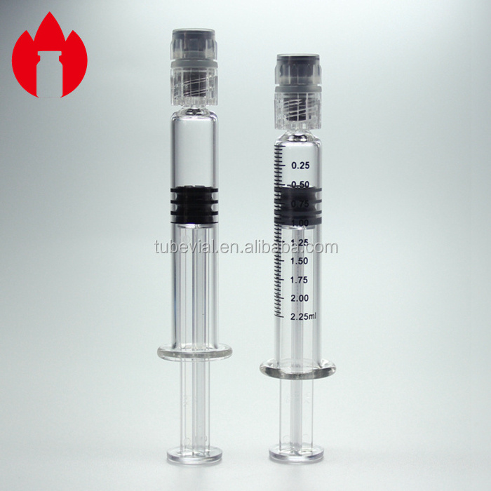 2.25ml Prefilled Glass Syringe Pharmaceutical Lure Lock Glass Cartridge