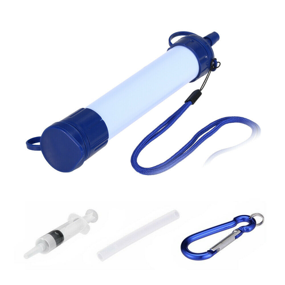 Light Blue Personal Water Purification Filter Straw Portable Drinking Straw Survival Purifier