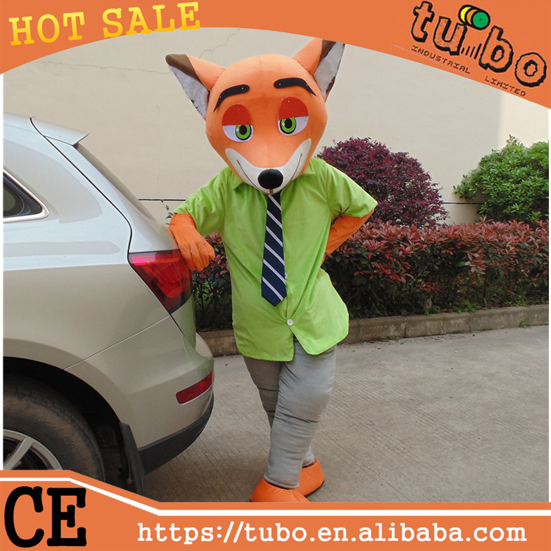 hot sale plush Zootopia nick fox walking mascot costume for party costume