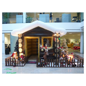 custom advertising Oxford Cloth inflatable log cabin tent house tent with lights and blower  For Concert Or Even