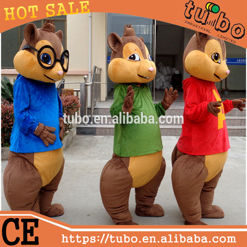 hot sale plush chipmunk walking cartoon mascot costumes, plush animals cosplay costume for performance costume