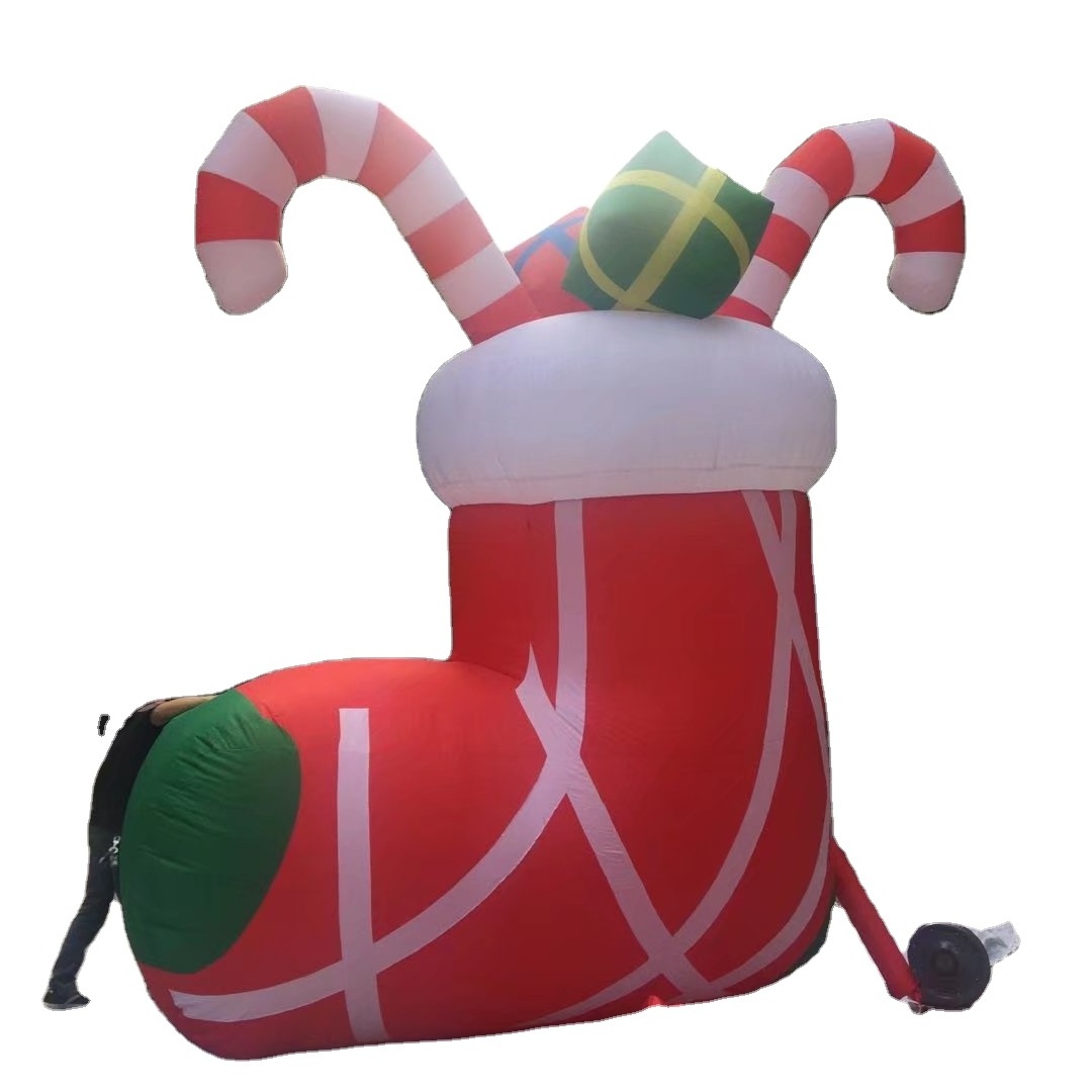 6m Giant Inflatable Christmas sock / Stocking with candy Gift  For outdoor Holiday event use