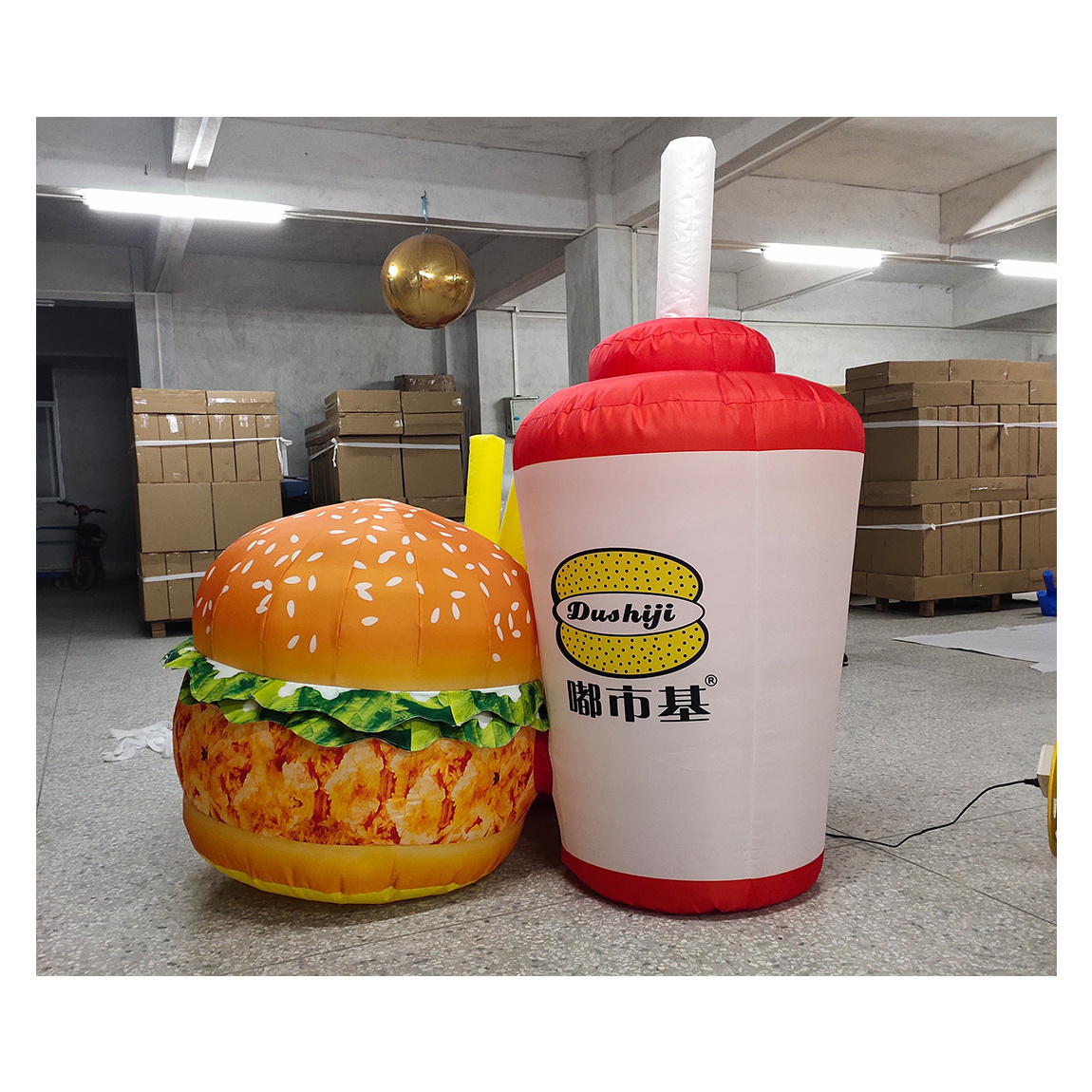 Very Vivid food giant inflatable fixed advertising hamburger model for sale