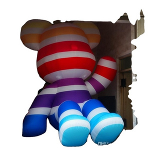 4m High Giant Inflatable Mascots Colorful Teddy Bear With LED for event decoration