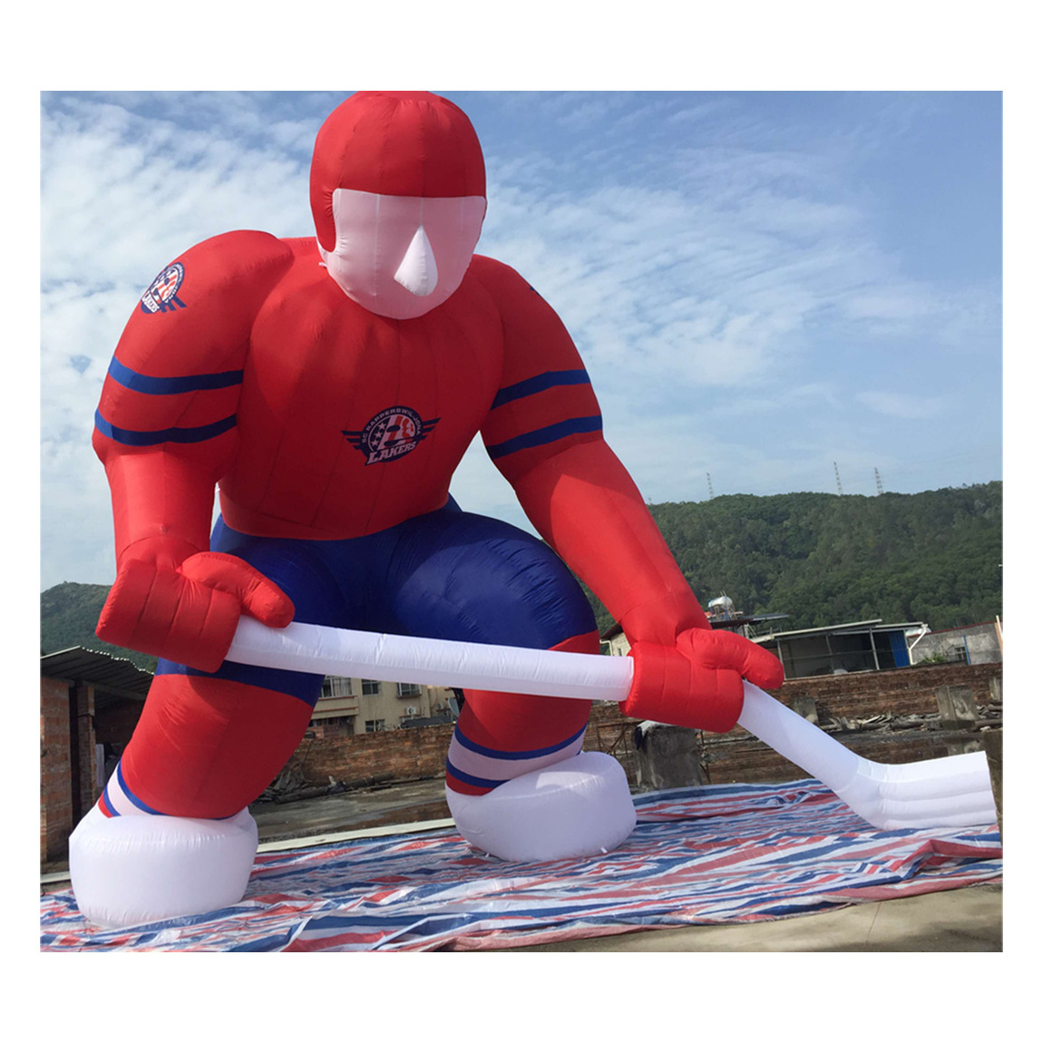 wholesale Custom advertising air blow giant inflatable football player model