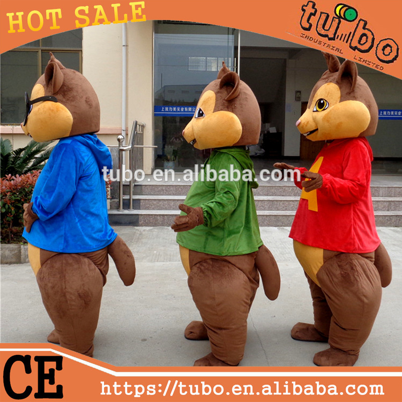 hot sale plush chipmunk walking cartoon mascot costumes, plush animals cosplay costume for performance costume