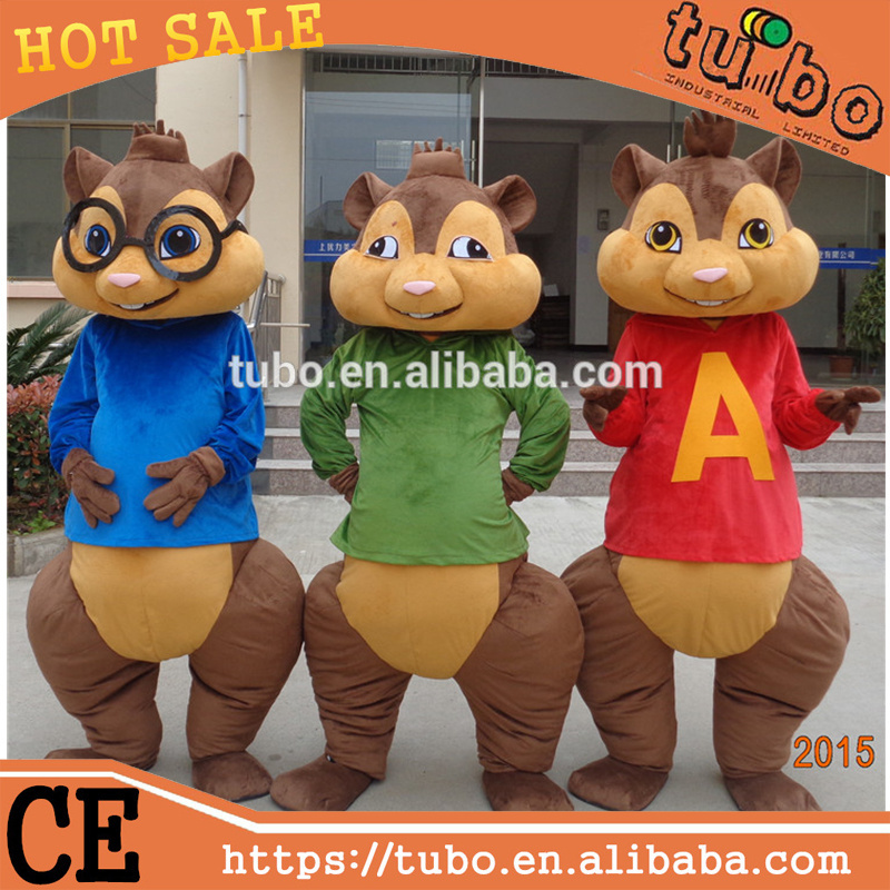 hot sale plush chipmunk walking cartoon mascot costumes, plush animals cosplay costume for performance costume