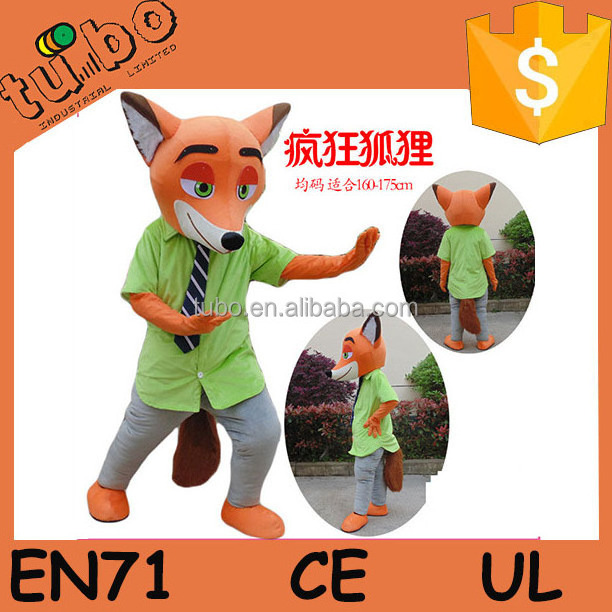 hot sale plush Zootopia nick fox walking mascot costume for party costume