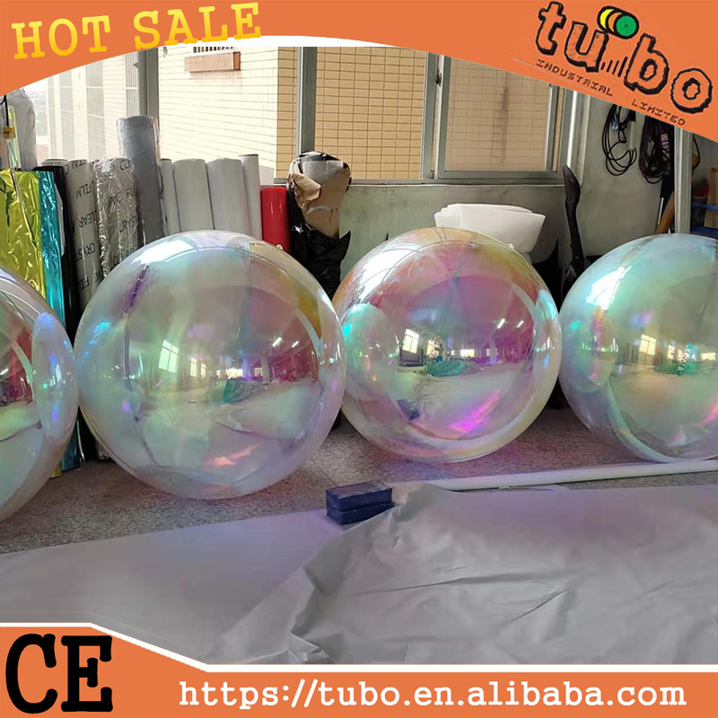 1m hot sale PVC large inflatable hanging silver mirror ball /inflatable christmas red balloon mirror for event