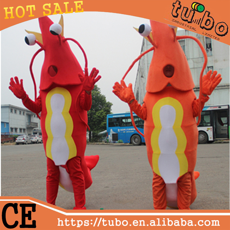 Hot Sale custom plush costume shrimp /adult shrimp costume/mascot costume for advertising