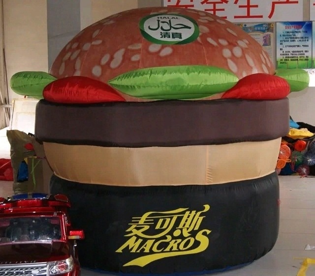 Very Vivid food giant inflatable fixed advertising hamburger model for sale