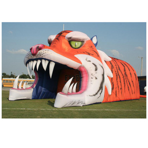 hot sale outdoor decoration oxford fabric custom bubble house inflatable tiger head tunnel