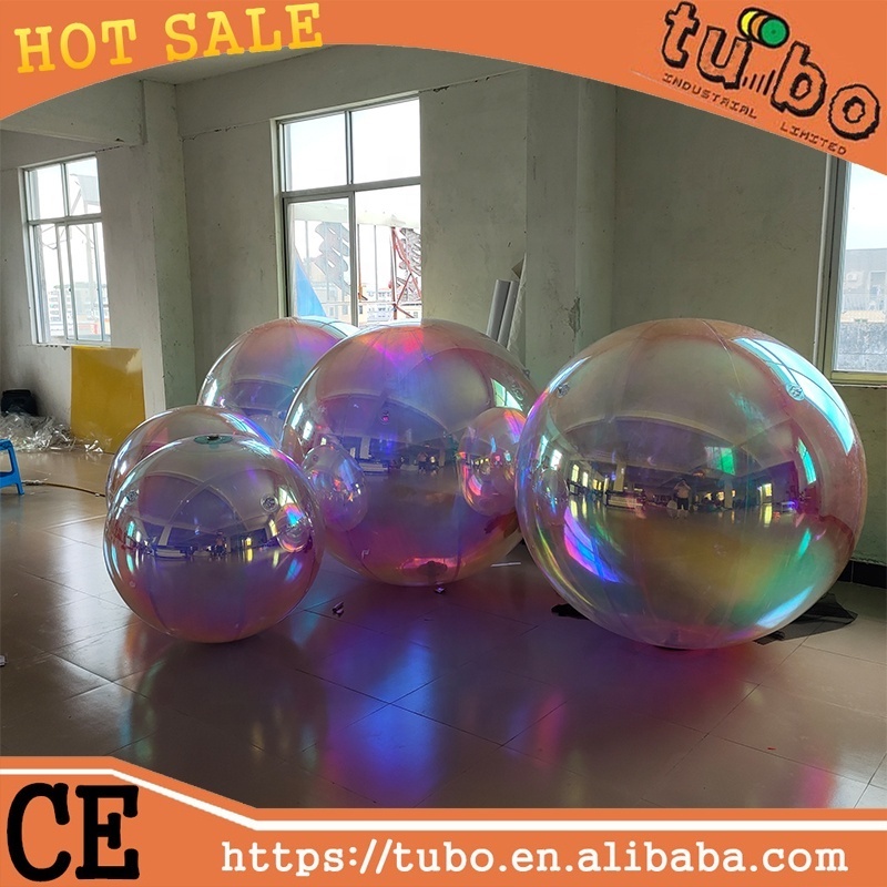 1m hot sale PVC large inflatable hanging silver mirror ball /inflatable christmas red balloon mirror for event