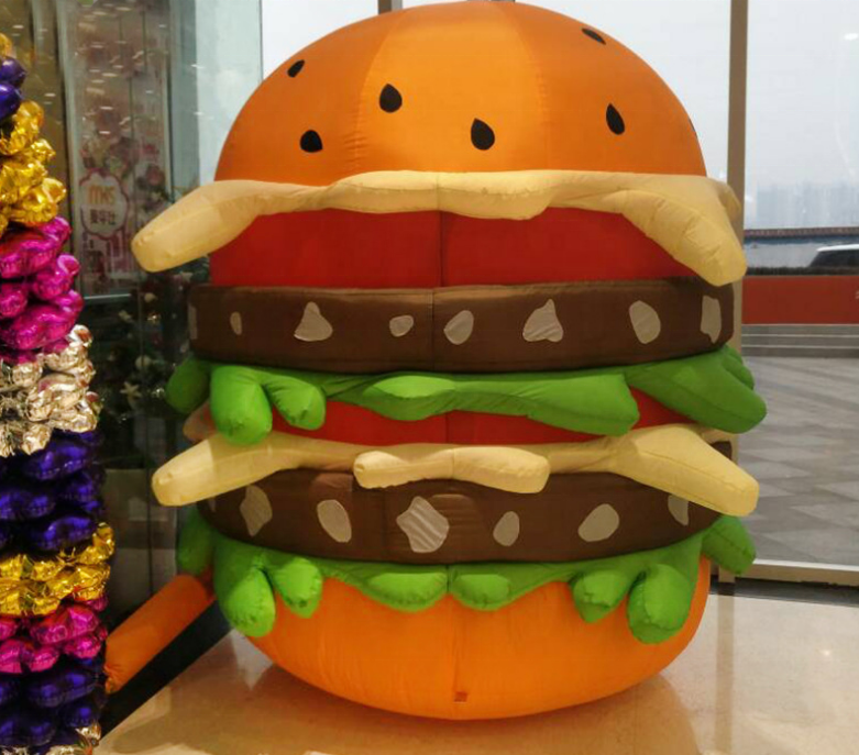 Very Vivid food giant inflatable fixed advertising hamburger model for sale