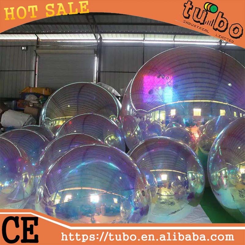 1m hot sale PVC large inflatable hanging silver mirror ball /inflatable christmas red balloon mirror for event