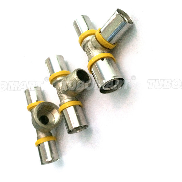 Manufacturer Brass Tee Fittings 1216 1620mm Underfloor Water System Fitting PEX PE Hose Fittings Male Tee Customized Design