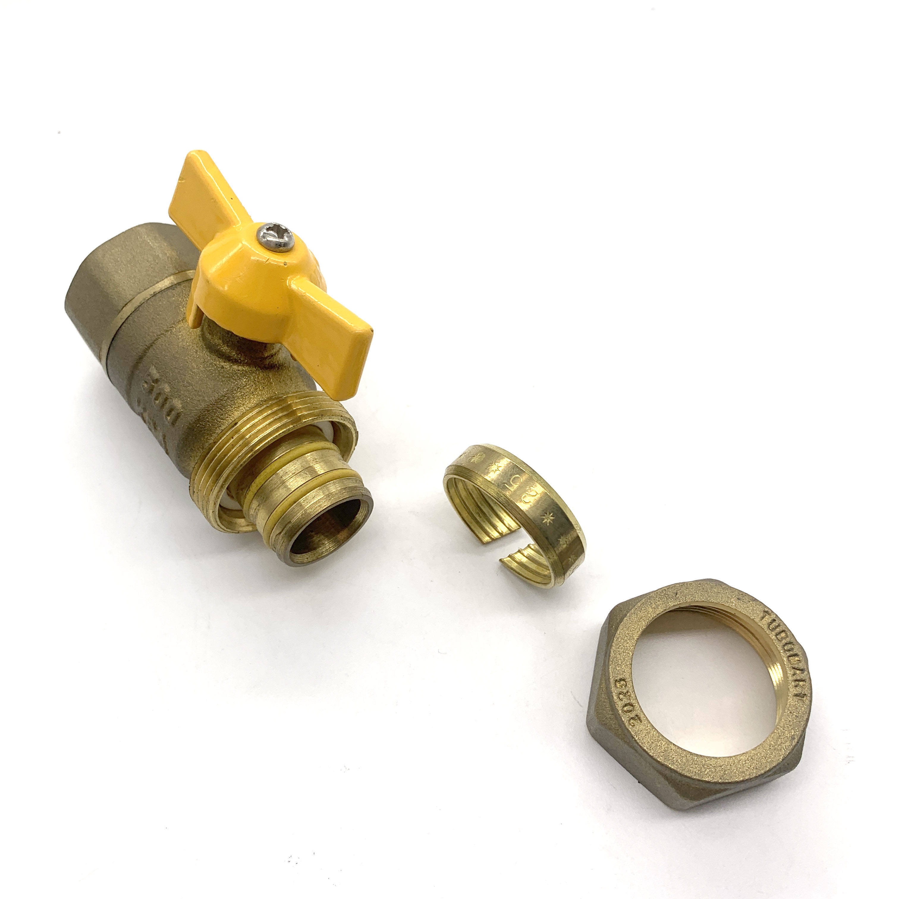 Tubomart OEM brass ball valve full Durable 1/2 - 1 inch Butterfly Handle Gas Brass Ball Valve for PEX system