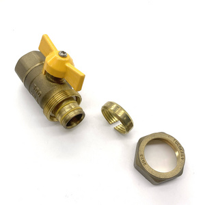 Tubomart OEM brass ball valve full Durable 1/2 - 1 inch Butterfly Handle Gas Brass Ball Valve for PEX system