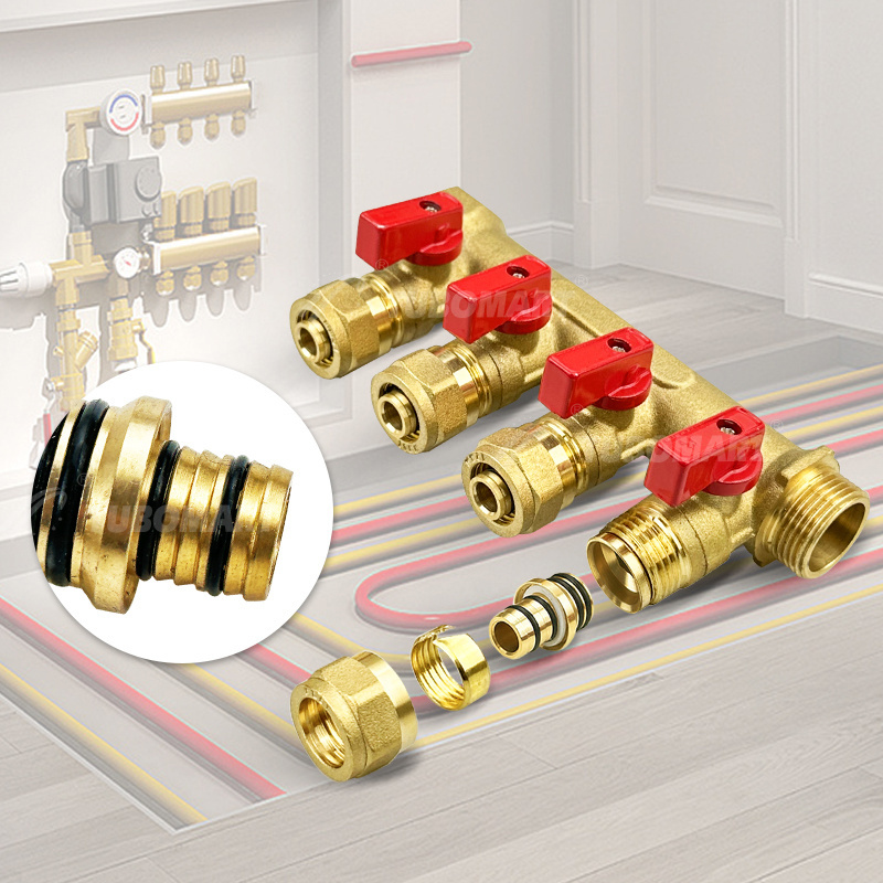 Tubomart Brass PEX Manifolds Valve collettori riscaldamento floor brass heating water manifolds for plumbing and heating system