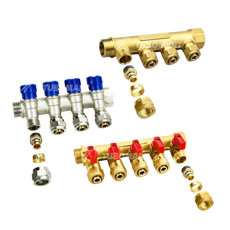 Tubomart Brass PEX Manifolds Valve collettori riscaldamento floor brass heating water manifolds for plumbing and heating system