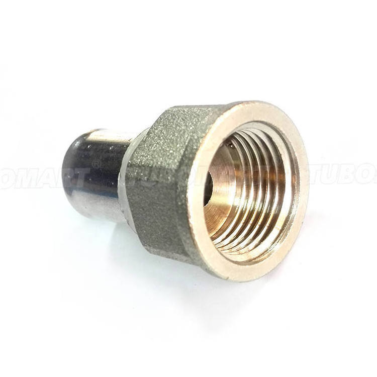 TUBOMART Pro Produce Brass Press Fittings Female Union Full Size Brass pipe fitting for PE(X)-AL-PE(X) system