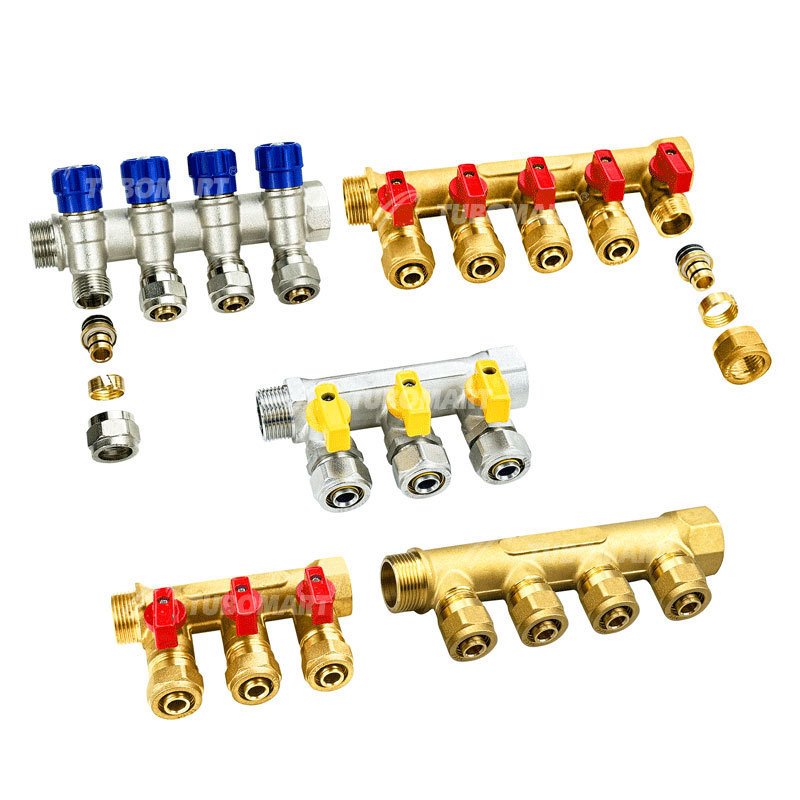 TUBOMART OEM brass pipe  manifolds distributors  brass valves collectors heating water manifolds  for pex fittings