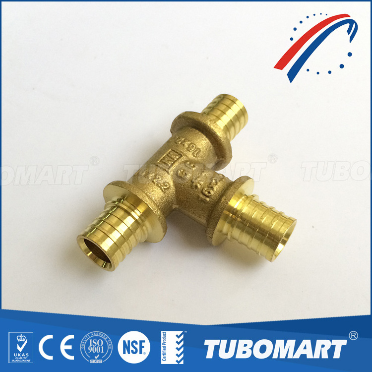 ISO certificate plumbing brass fitting tee pex fitting for pex pipe system OEM factory price