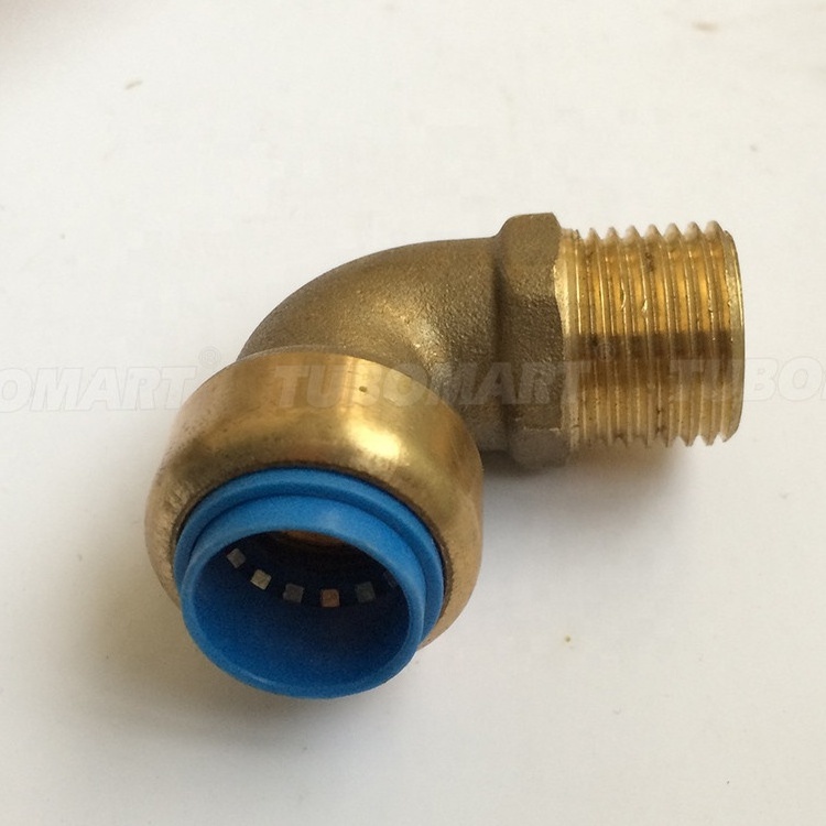 Plumbing Brass push in copper elbow air fittings 16mm 20mm 1/2