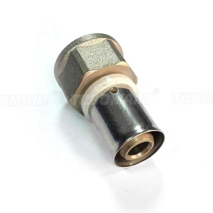 TUBOMART Pro Produce Brass Press Fittings Female Union Full Size Brass pipe fitting for PE(X)-AL-PE(X) system