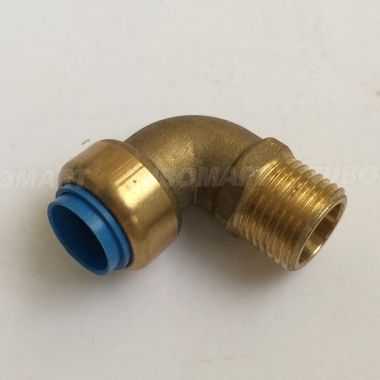 Plumbing Brass push in copper elbow air fittings 16mm 20mm 1/2