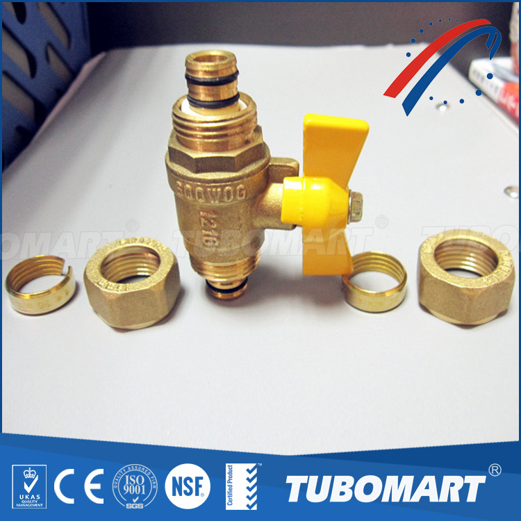 Tubomart Brass manufacture 20 years experience 16mm pap pipe gas valve brass butterfly ball valve with CE approve